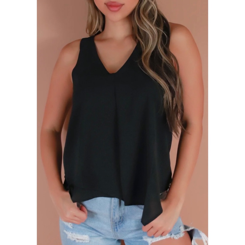 Woven Pink Black Tank Top, Size Small, BNWOT